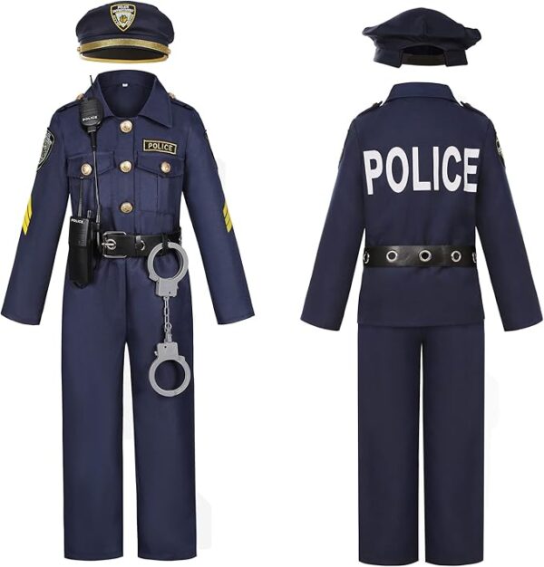 Career Day POLICE - Kids Police Cop Costume for Boys Police Officer Costume - 9pcs