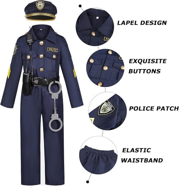 Career Day POLICE - Kids Police Cop Costume for Boys Police Officer Costume - 9pcs - Image 6