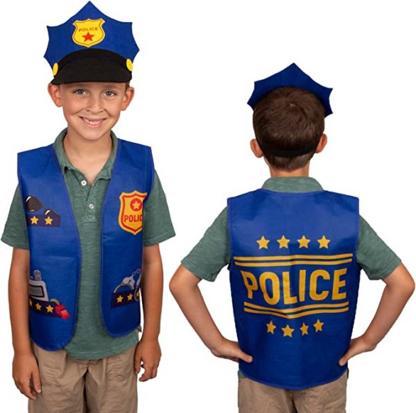 Career Day POLICE – KIDS Policeman Uniform Vest and Hat Set CHD SIZE 3-7yrs