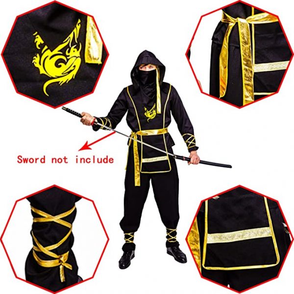 HALLOWEEN - Men's Golden Dragon Ninja Costume - Image 5