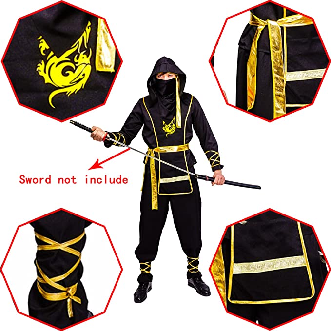 HALLOWEEN - Men's Golden Dragon Ninja Costume - Image 5