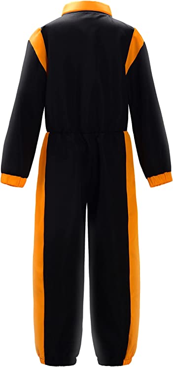 Career Day RACE CAR DRIVER – Boys Orange/Black Race Car Driver Jumpsuit with Peaked Cap - Image 2