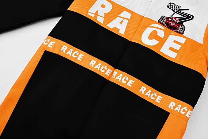 Career Day RACE CAR DRIVER – Boys Orange/Black Race Car Driver Jumpsuit with Peaked Cap - Image 5
