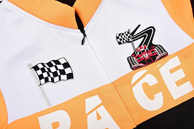 Career Day RACE CAR DRIVER – Boys Orange/Black Race Car Driver Jumpsuit with Peaked Cap - Image 3