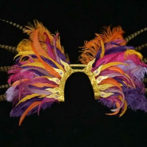 Caribbean Sunset Feather Rhinestone Shoulder Piece