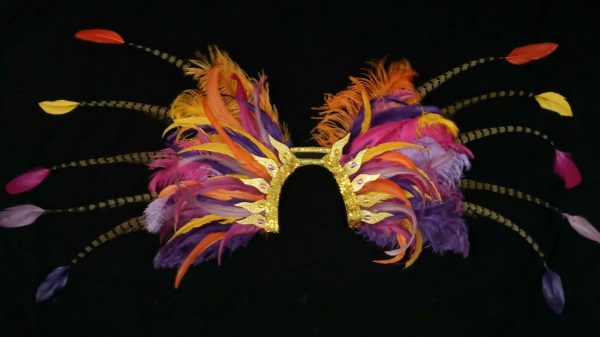 Caribbean Sunset Feather Rhinestone Shoulder Piece