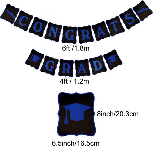 PARTY DECORATIONS -  Graduation Decorations - Black and Blue - Image 3