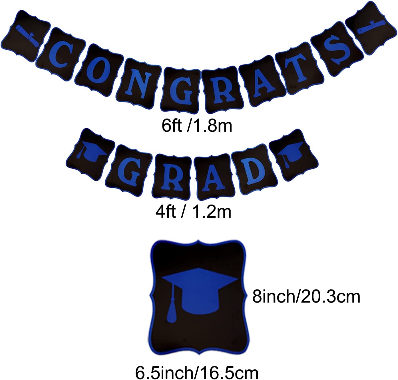 PARTY DECORATIONS -  Graduation Decorations - Black and Blue - Image 3