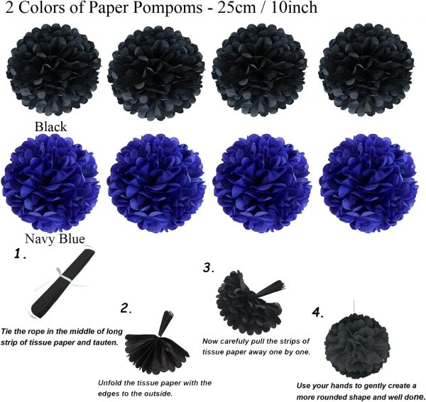 PARTY DECORATIONS -  Graduation Decorations - Black and Blue - Image 8