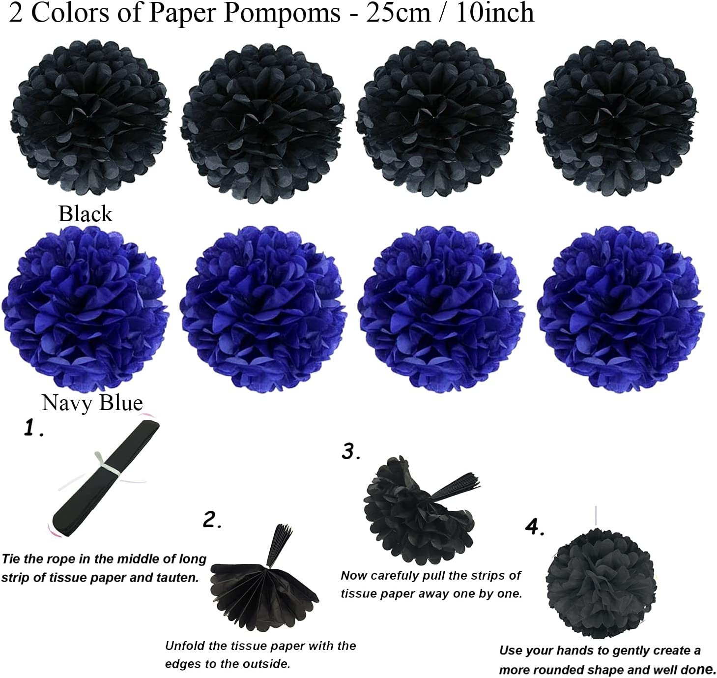 PARTY DECORATIONS -  Graduation Decorations - Black and Blue - Image 8