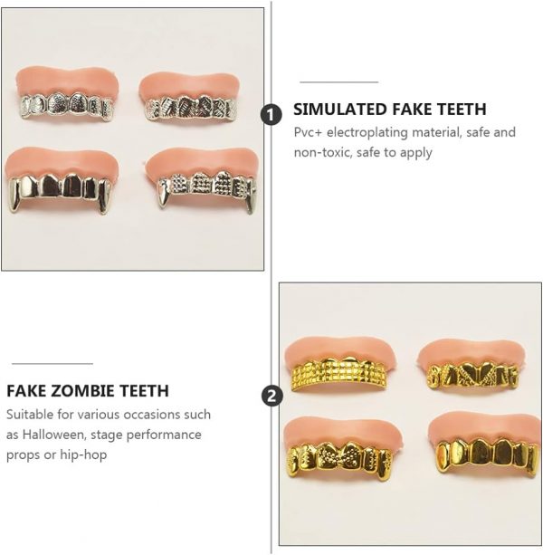 FAKE TEETH - GOLD/SILVER FUNNY FAKE HALLOWEEN Teeth - Image 4