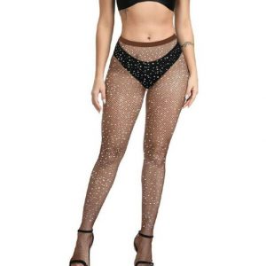 Fishnet Stockings Rhinestone - COFFEE