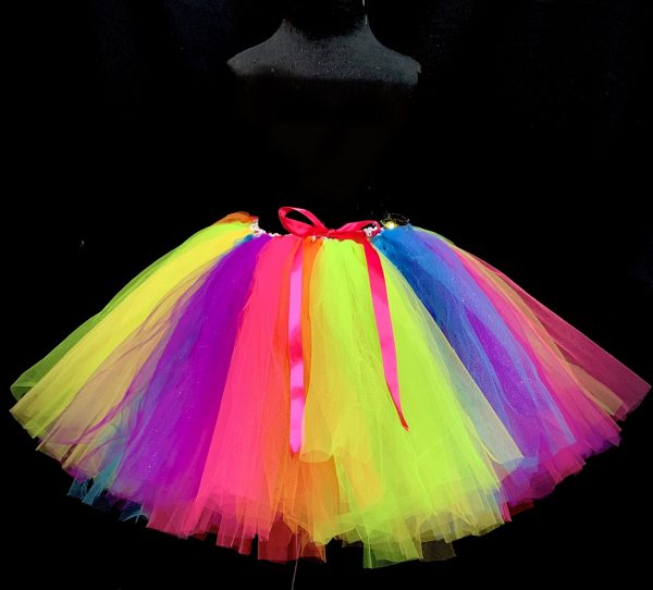 CUSTOM MADE Child tutu – Girls Rainbow Wheel Sparkling knee length fluffy tutu 6-8yrs - Image 4