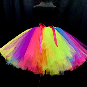 CUSTOM MADE Child tutu – Girls Rainbow Wheel Sparkling knee length fluffy tutu 6-8yrs