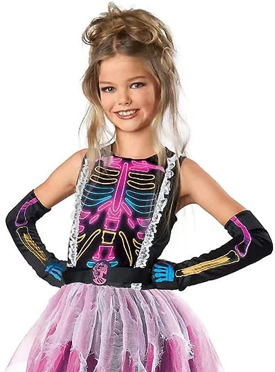 HALLOWEEN - Girls Colorful Skeleton Tutu Dress, Funky Punky Bone SIZE: MEDIUM(8-10)