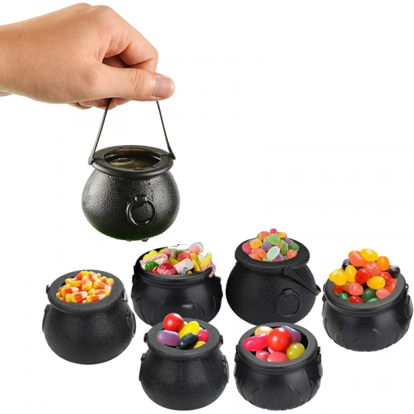 Halloween Mini Black Candy Kettles, Witch Cauldron 5PCS
