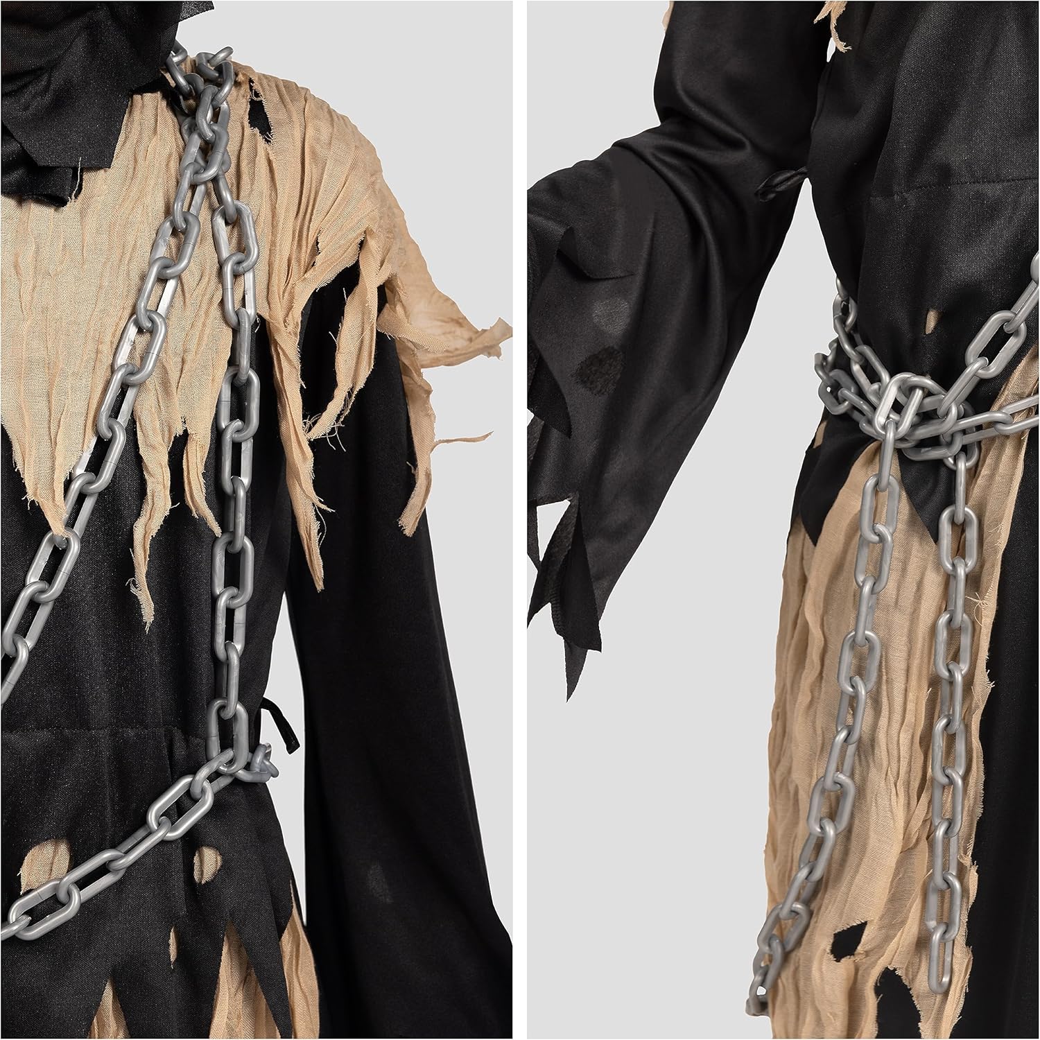 HALLOWEEN - Child Unisex Glowing Eyes Grim Reaper Costume BROWN - LARGE(10-12) - Image 4
