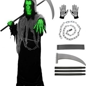 HALLOWEEN - Kids Grim Reaper Glow in the Dark Deluxe Costume SIZE: XLARGE(10-11)