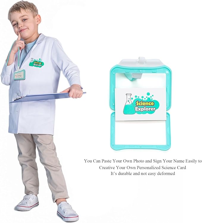 Career Day SCIENTIST - Lab Coat for Kids with Personalized ID Card - Age 4-6