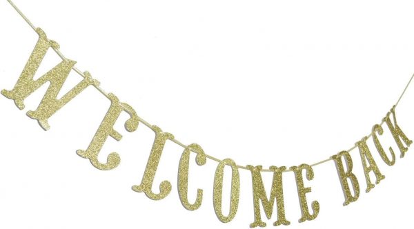PARTY DECORATIONS - Welcome Back Gold Glitter Banner - Image 2