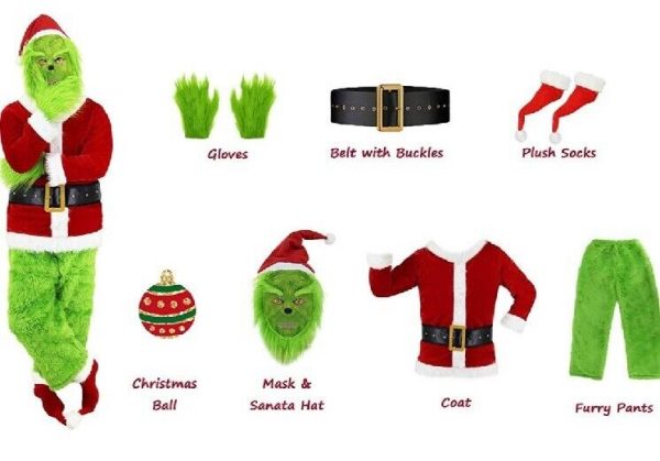 CHRISTMAS COSTUME - MEN - Christmas Green Grinch Costume 7PC Set SIZE: SMALL/14 YEARS AND OLDER - Image 5