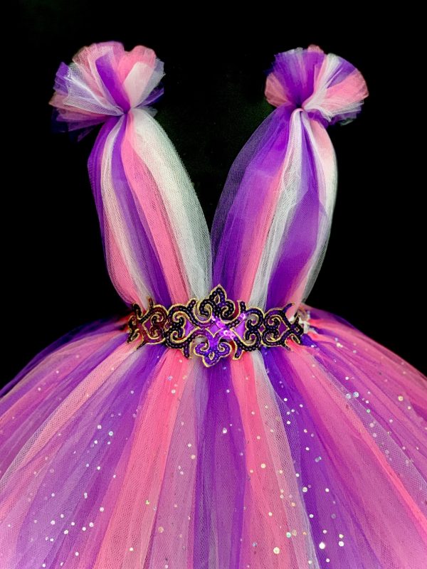 CUSTOM MADE Child tutu dress - Colorful PINK/PURPLE Pom Pom Tutu Dress SIZE: Fits 4-5yrs - Image 5