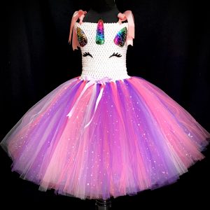 CUSTOM MADE Child tutu dress - Fluffy PURPLE-PINK Unicorn Tutu Dress SIZE: Fits 4-6yrs