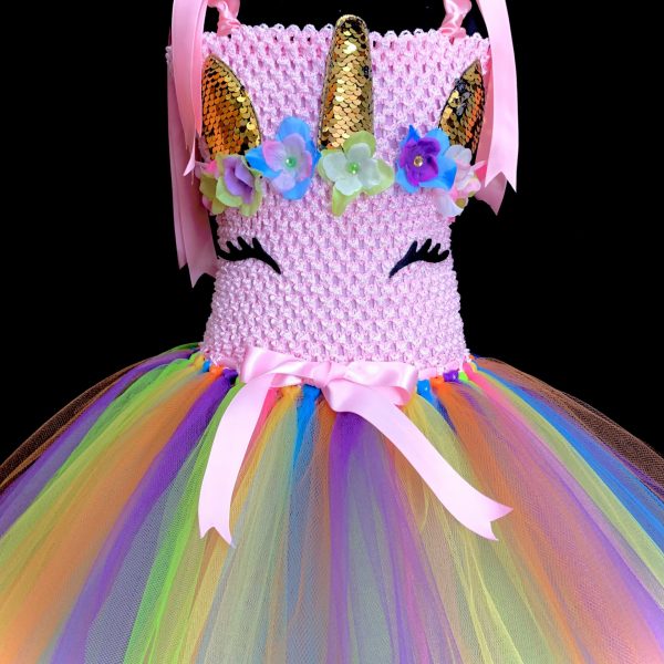 CUSTOM MADE Child tutu dress – Soft Bright Unicorn Tutu Dress SIZE: Fits 4-6yrs