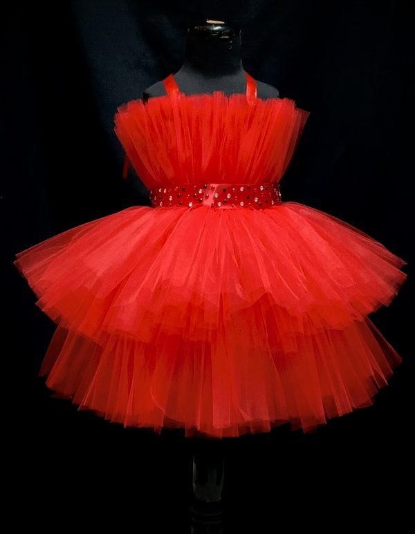 CUSTOM MADE Child tutu dress - Soft Bright RED Layered Tutu Dress SIZE: Fits 4-6yrs - Image 4