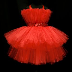 CUSTOM MADE Child tutu dress - Soft Bright RED Layered Tutu Dress SIZE: Fits 4-6yrs
