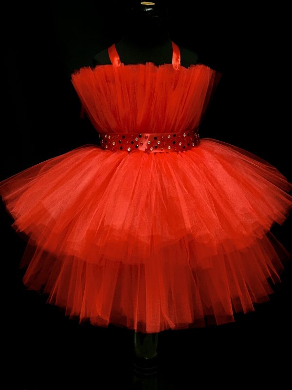CUSTOM MADE Child tutu dress - Soft Bright RED Layered Tutu Dress SIZE: Fits 4-6yrs - Image 3