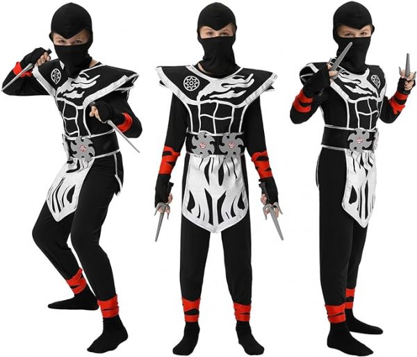 HALLOWEEN - BOY Kids Ninja Costume with Ninja Foam Accessories Toys SIZE LARGE(10-12)