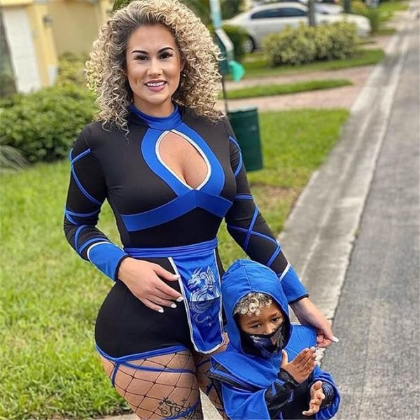 HALLOWEEN - Women Ninja Sexy Romper Costume - BLUE SIZE SMALL - Image 2