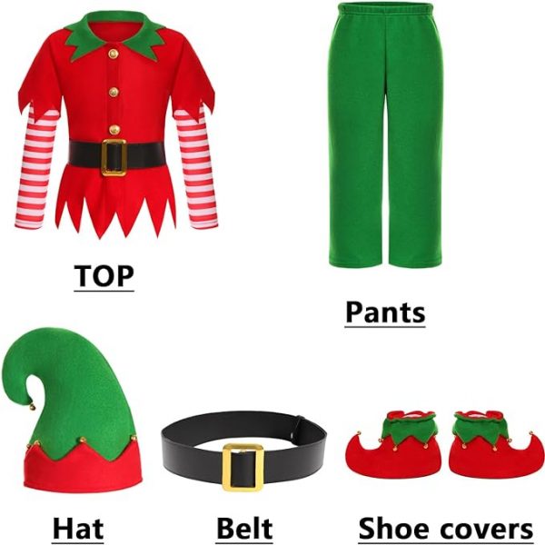 CHRISTMAS/NATIVITY COSTUMES - BOYS - 5PC Christmas Elf Costume Set SIZE: 9-11 - Image 7