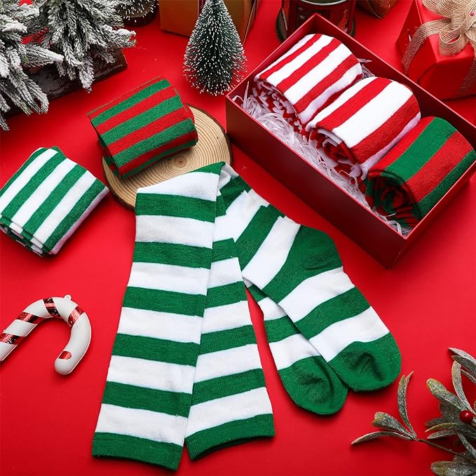 SOCKS - Christmas Striped over Knee Socks Long Socks - Image 7