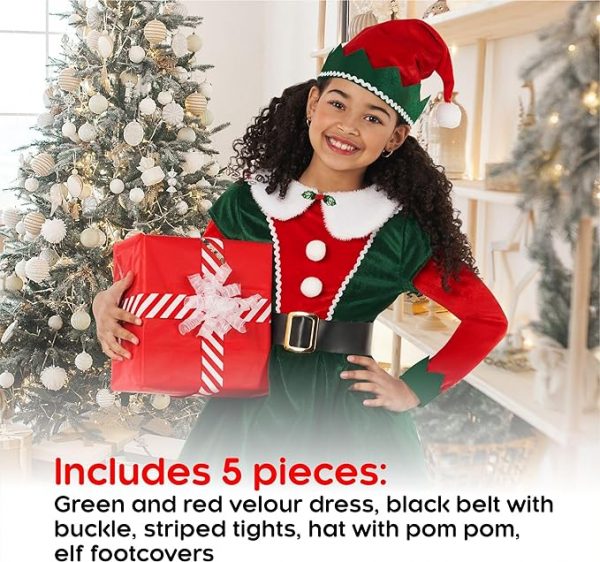 CHRISTMAS/NATIVITY COSTUMES - GIRLS - Mistletoe Elf Costume - Image 5