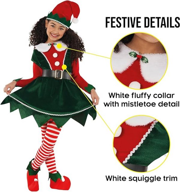 CHRISTMAS/NATIVITY COSTUMES - GIRLS - Mistletoe Elf Costume - Image 3