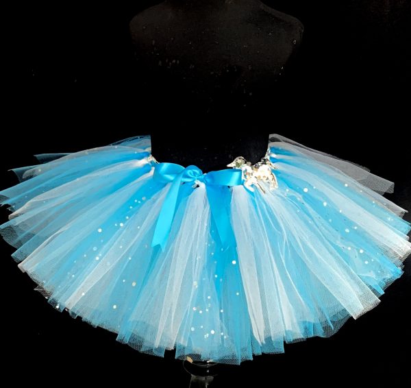 CUSTOM MADE Child tutu – BABY WHITE BLUE SPARKLE Tutu Fits up to 1yr - Image 3