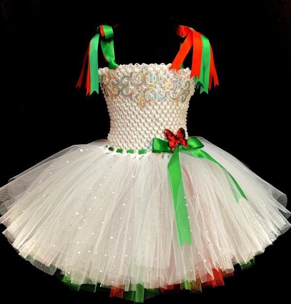 CUSTOM MADE Girls Tutu Dress - GIRLS WHITE Festive ELF  Tutu Dress Fits 2-4yrs - Image 6