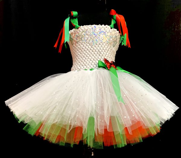 CUSTOM MADE Girls Tutu Dress - GIRLS WHITE Festive ELF  Tutu Dress Fits 2-4yrs - Image 5