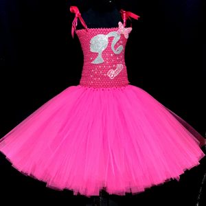 CUSTOM MADE Girls Tutu Dress - GIRLS PINK BARBIE Tutu Dress SIZE: 4-6YRS