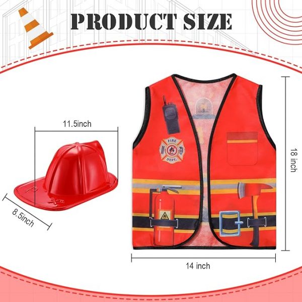 Career Day FIREFIGHTER – KIDS FIREFIGHTER Uniform Vest and Hat Set CHD SIZE 3-7yrs - Image 4