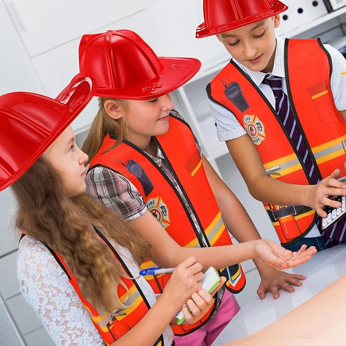 Career Day FIREFIGHTER – KIDS FIREFIGHTER Uniform Vest and Hat Set CHD SIZE 3-7yrs - Image 2