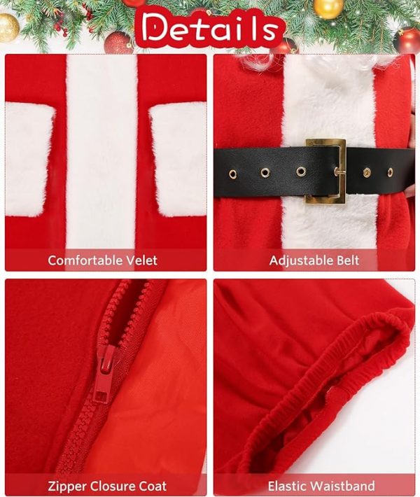 CHRISTMAS/NATIVITY COSTUMES - BOYS - Kids Velvet Flannel Santa Claus Costume SIZE: LARGE - Image 3