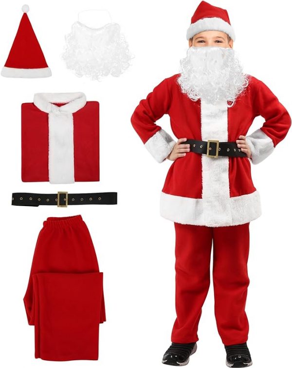 CHRISTMAS/NATIVITY COSTUMES - BOYS - Kids Velvet Flannel Santa Claus Costume SIZE: LARGE