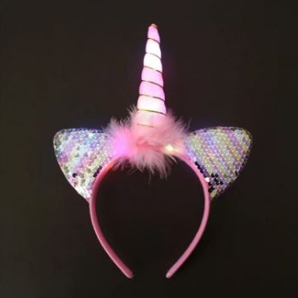 Unicorn 🦄 Headband – Light up LED PINK