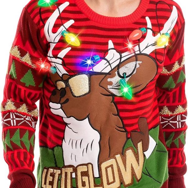 Christmas Holiday Ugly Sweater with Built-in Light-up Bulbs – RED BUCK