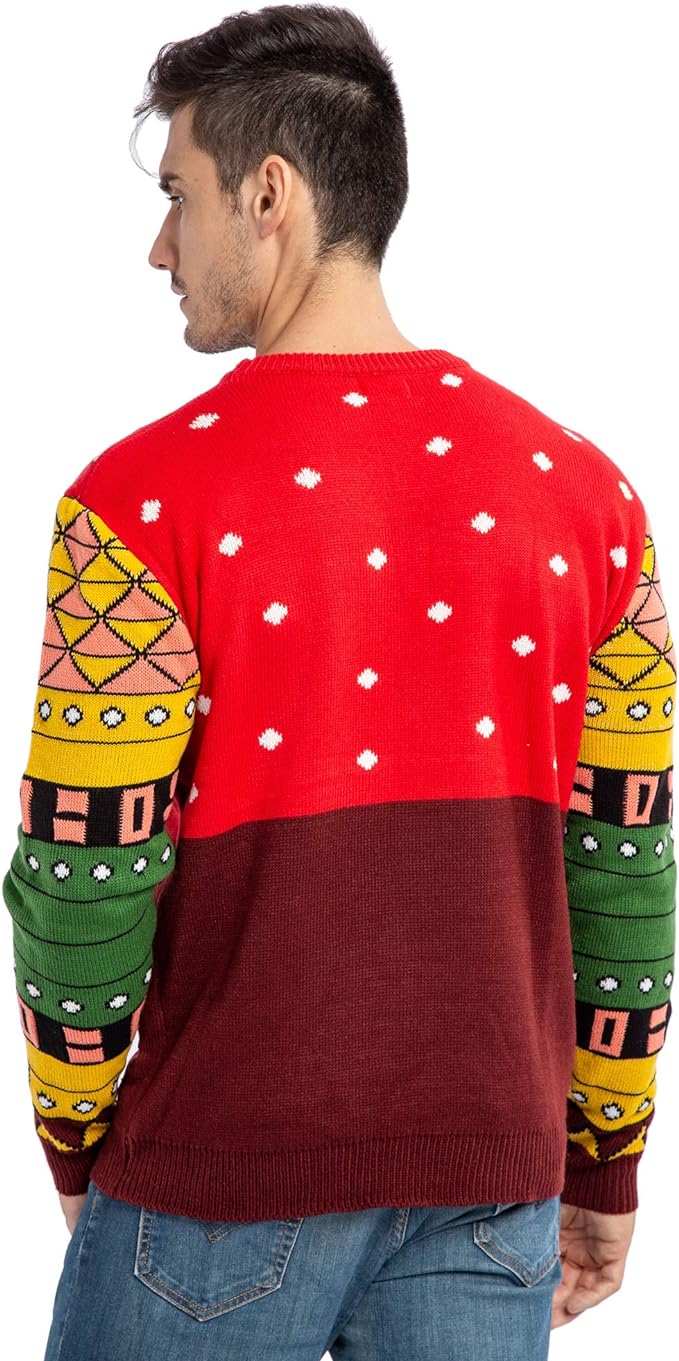 Christmas Holiday Ugly Sweater with Built-in Light-up Bulbs - RED Santa - Image 2