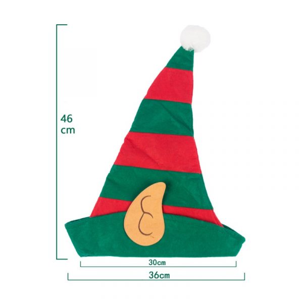 CHRISTMAS HATS – Christmas Elf Hat with White Pom + Elf Ears 