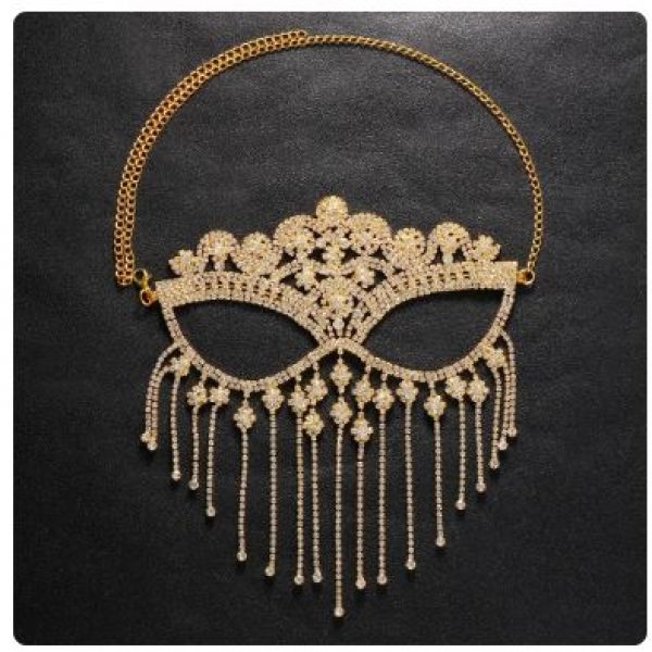 05 – Rhinestone face mask accessory – GOLD